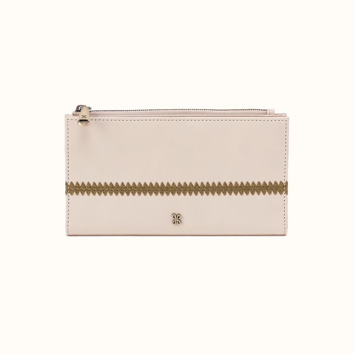 Jill Large Bifold Wallet In Polished Leather - Pale Flax- FOL