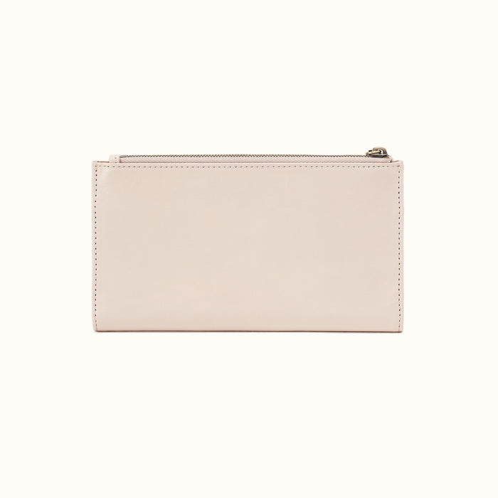 Jill Large Bifold Wallet In Polished Leather - Pale Flax