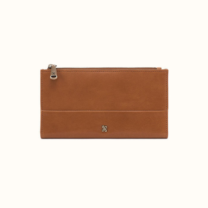 Jill Large Bifold Wallet In Polished Leather - Truffle