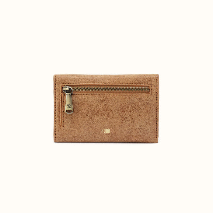 Jill Trifold Wallet In Buffed Leather - Whiskey