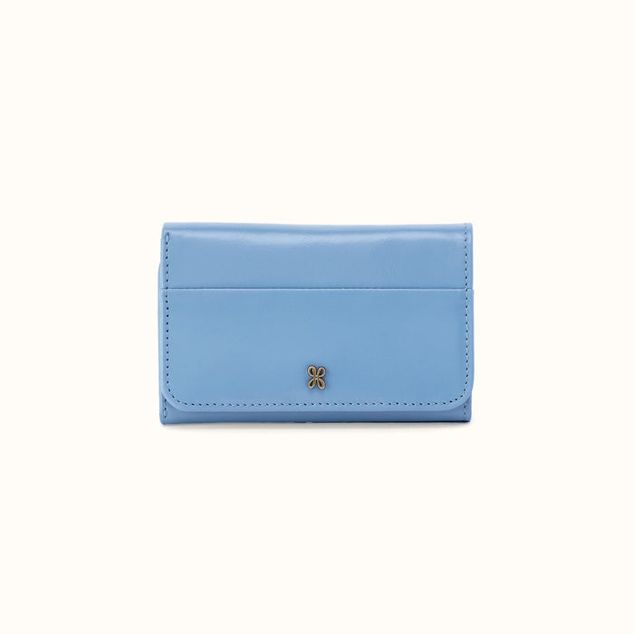 Jill Trifold Wallet In Polished Leather - Faded Denim- FOL