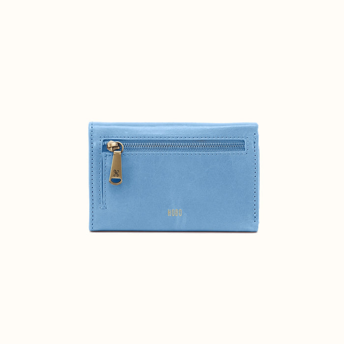 Jill Trifold Wallet In Polished Leather - Faded Denim