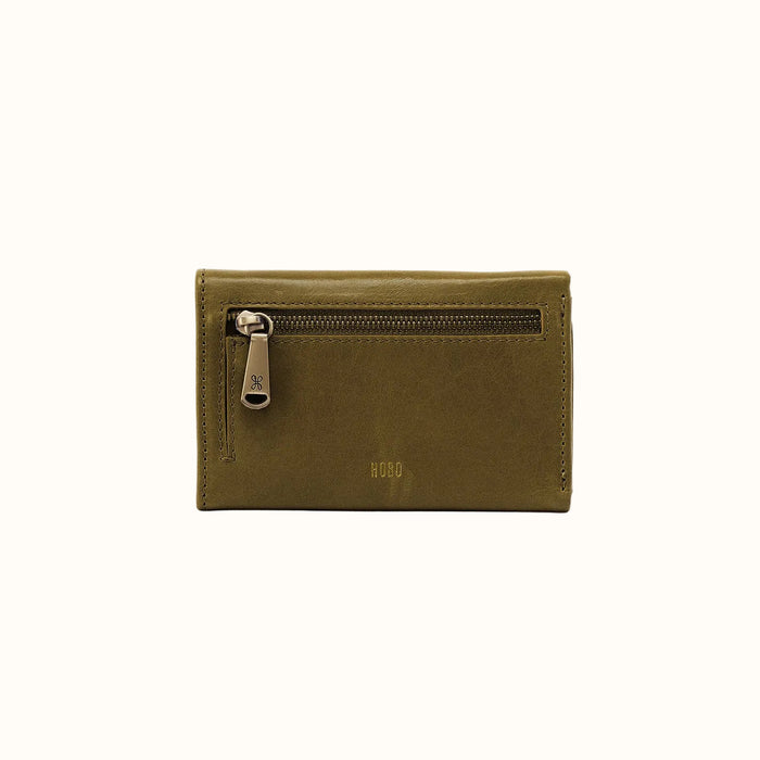 Jill Trifold Wallet In Polished Leather - Olive Veil