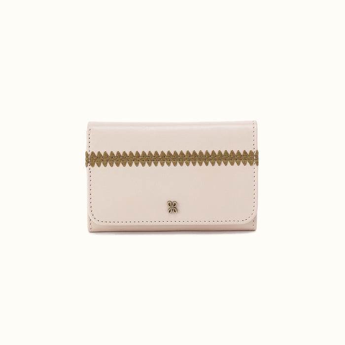 Jill Trifold Wallet In Polished Leather - Pale Flax- FOL