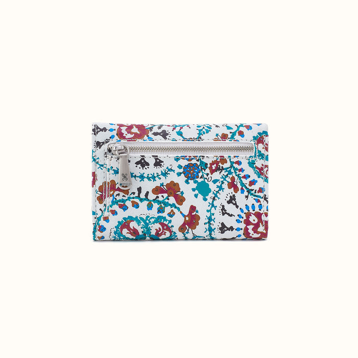 Jill Trifold Wallet in Printed Leather - Batik Blooms