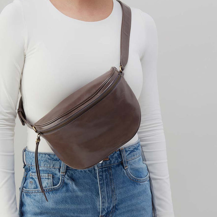 Juno Belt Bag in Polished Leather - Hearthstone