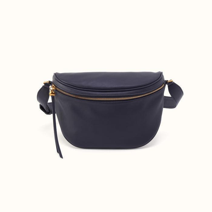 Juno Belt Bag In Smooth Leather - Navy- FOL