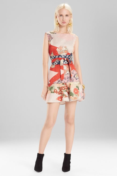 Kimono Patchwork Ruffle Hem Dress