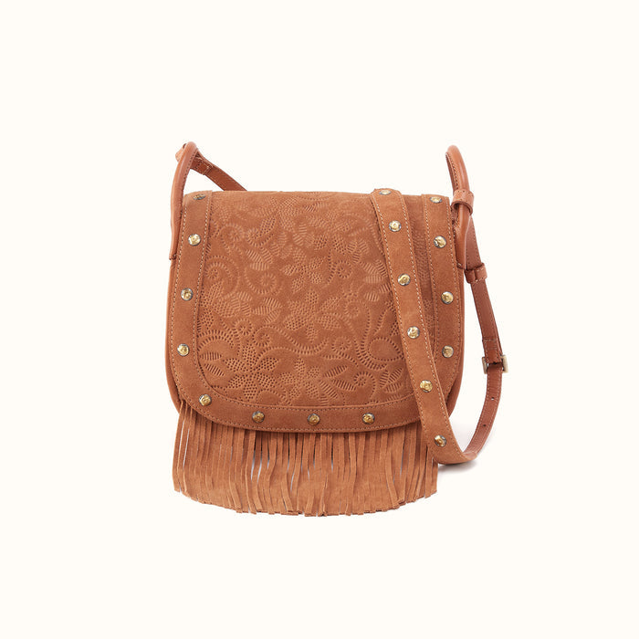 Kiva Large Crossbody in Suede Leather - Barley- FOL