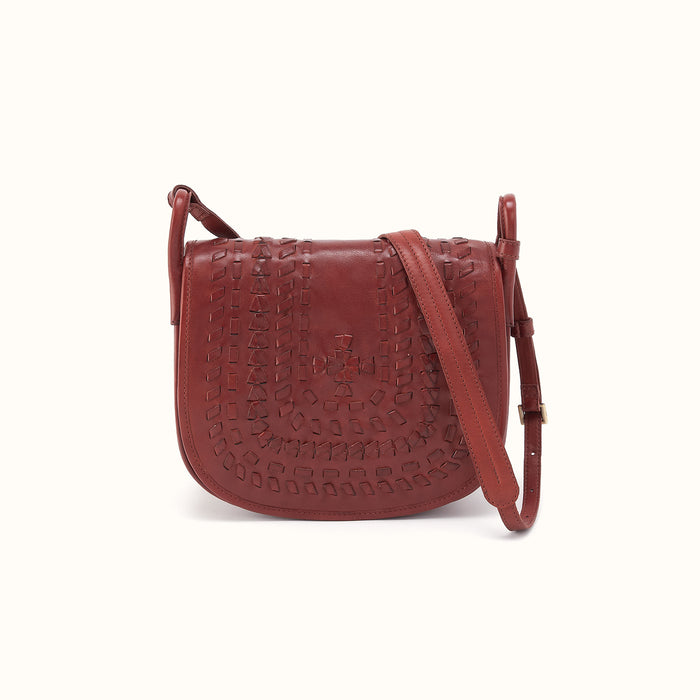 Kiva Large Crossbody in Washed Leather - Chestnut- FOL