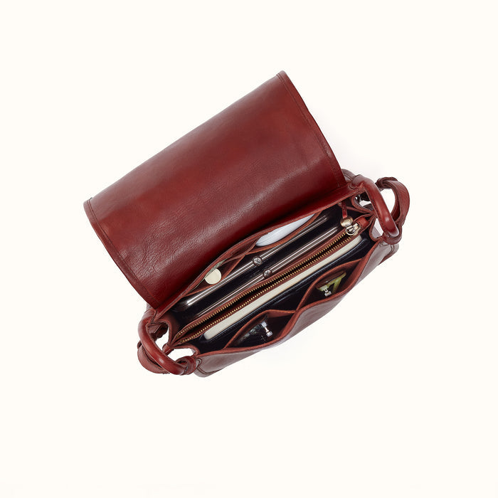 Kiva Large Crossbody in Washed Leather - Chestnut
