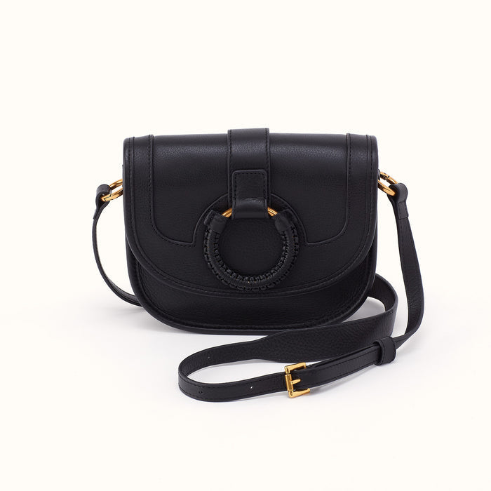 Kiva Small Crossbody in Pebbled Leather - Black- FOL