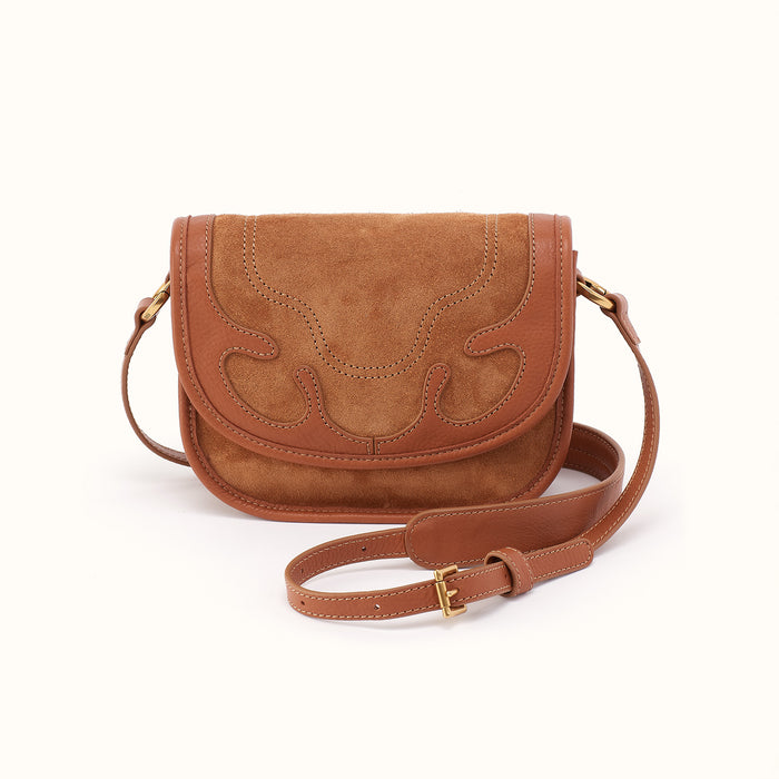 Kiva Small Crossbody in Suede Leather - Oak Barrel- FOL