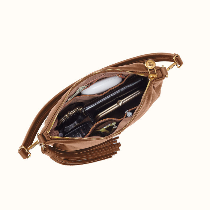 Kori Crossbody Shoulder In Pebbled Leather - Timber Brown