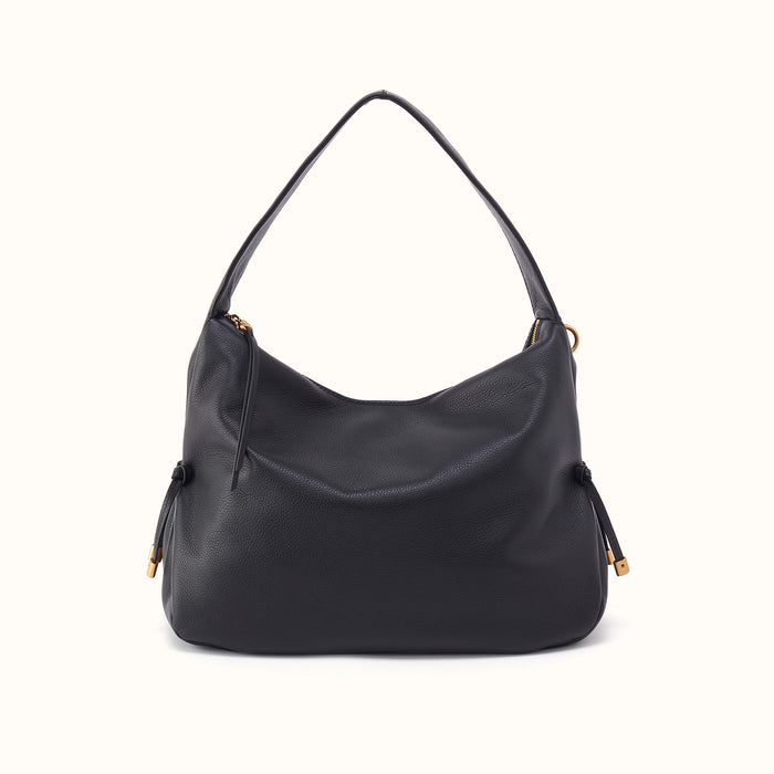 Kori Hobo in Pebbled Leather - Black- FOL