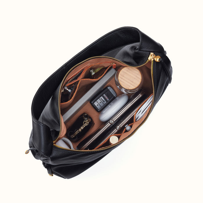 Kori Hobo In Pebbled Leather - Black