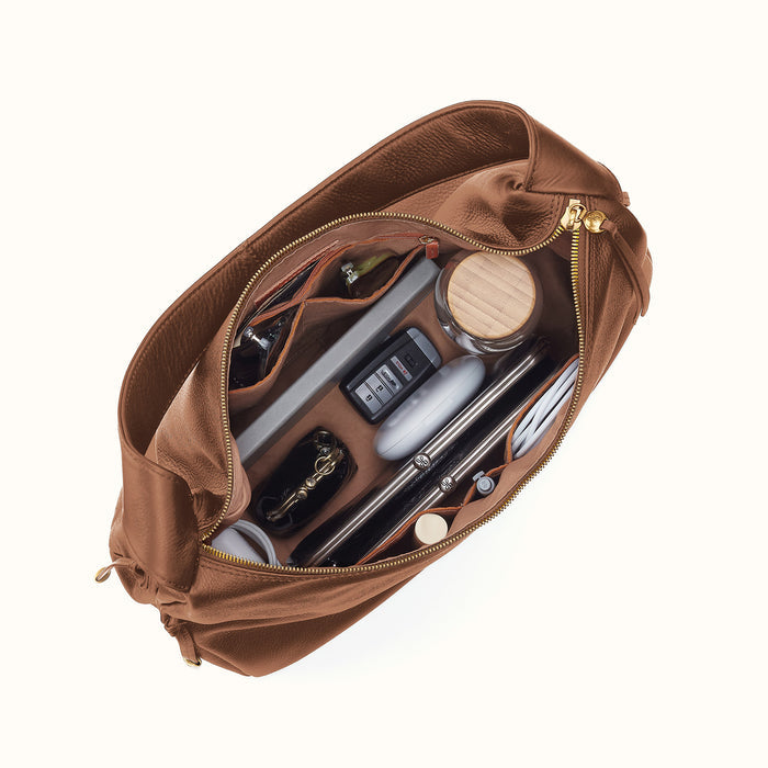 Kori Hobo In Pebbled Leather - Timber Brown