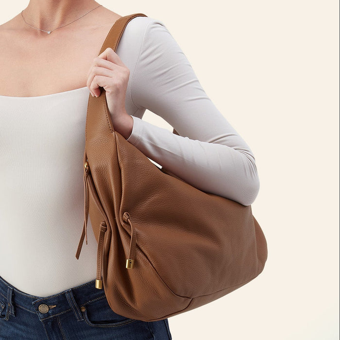Kori Hobo In Pebbled Leather - Timber Brown