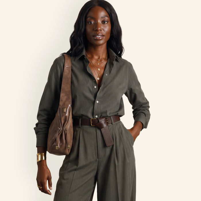 Kori Hobo Shoulder In Buffed Leather - Mocha