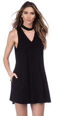 La Blanca Undercover Mock Neck Swing Dress in Black LA8LP31-BLK: