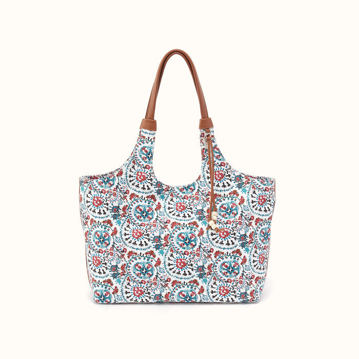 La Jolla Tote in Cotton Canvas - Batik Blooms Canvas- FOL