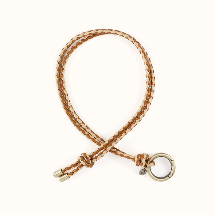 Lasso Lanyard Fob in Polished Leather - Truffle- FOL