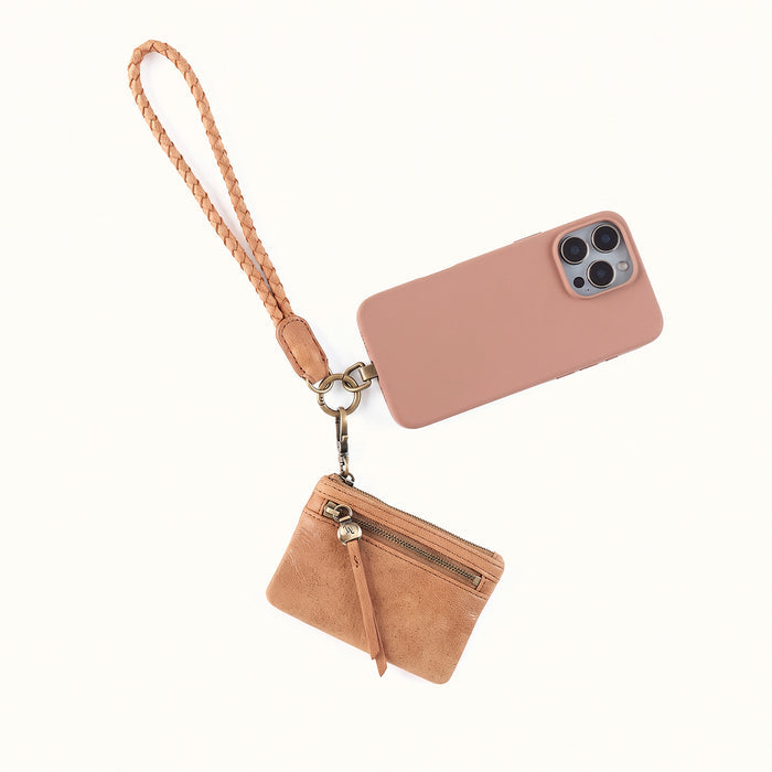 Lasso Phone Wristlet In Buffed Leather - Whiskey