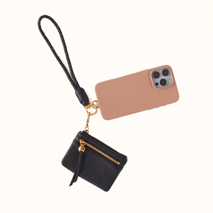 Lasso Phone Wristlet In Pebbled Leather - Black