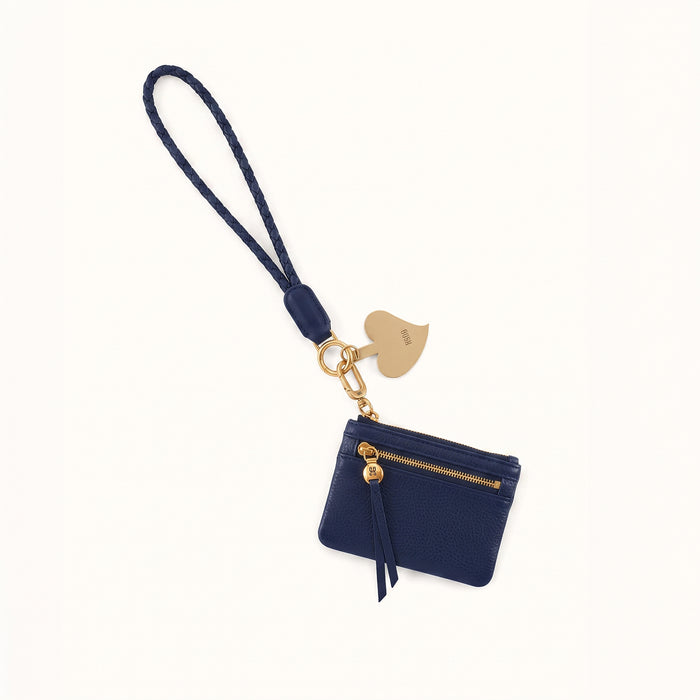 Lasso Phone Wristlet In Pebbled Leather - Ink Navy