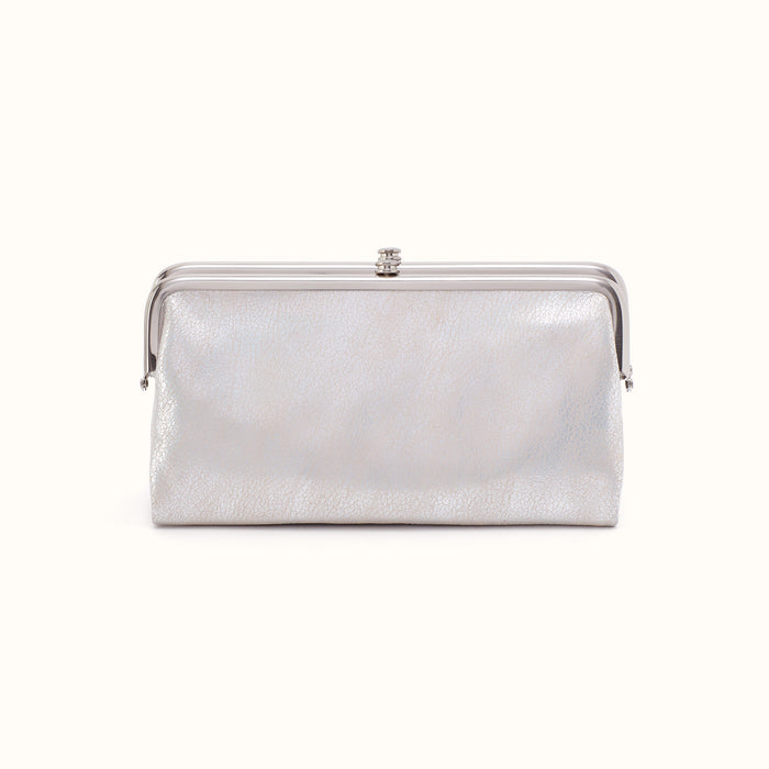 Lauren Clutch-Wallet In Metallic Leather - Silver- FOL