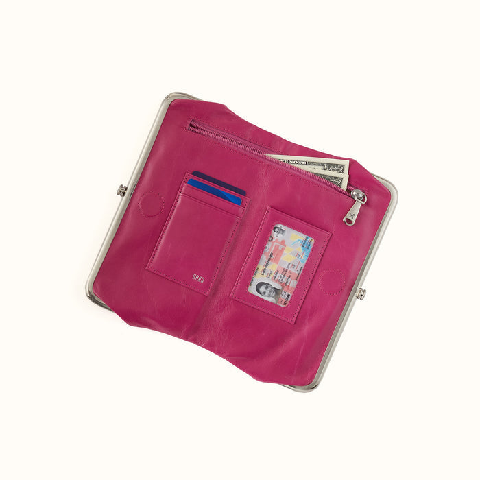 Lauren Clutch-Wallet in Polished Leather - Cactus Flower