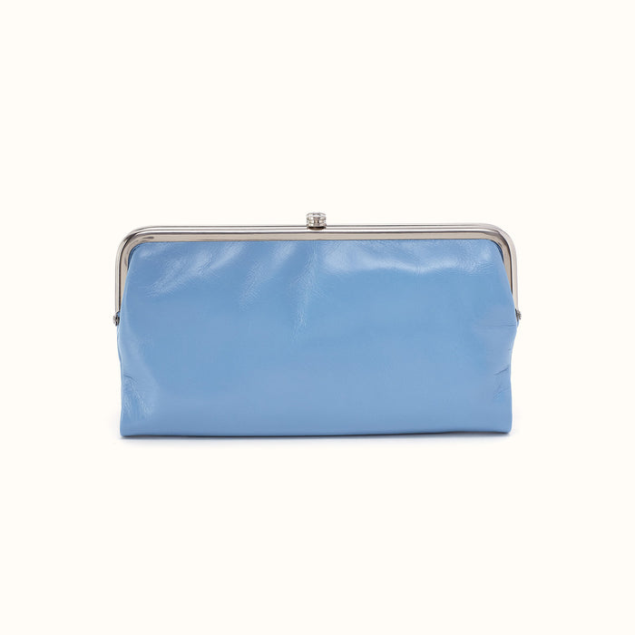 Lauren Clutch-Wallet In Polished Leather - Faded Denim- FOL