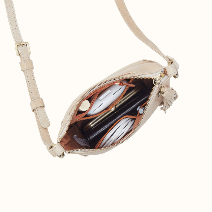 Lexi Crossbody in Buffed Leather - Frosted Pearl