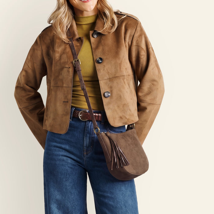 Lexi Crossbody In Buffed Leather - Mocha