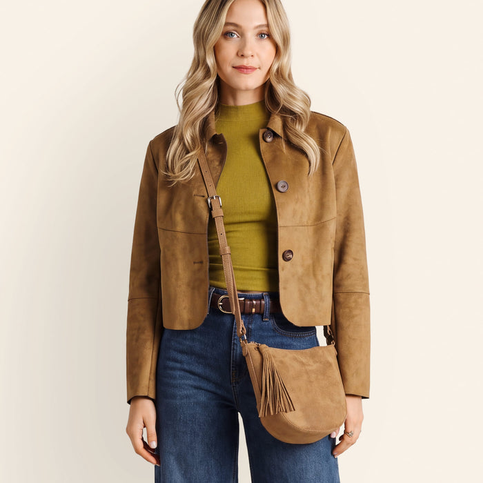 Lexi Crossbody In Buffed Leather - Whiskey