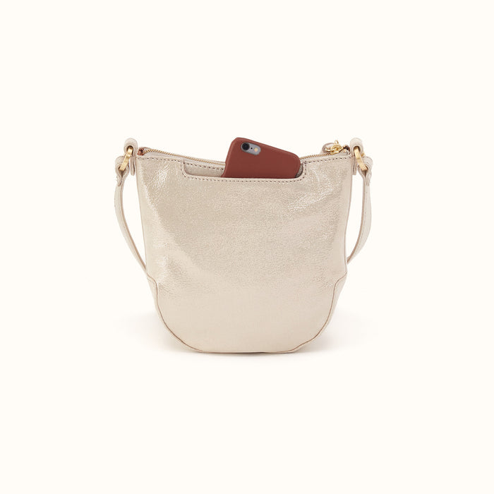 Lexi Crossbody in Metallic Leather - Sand Shimmer