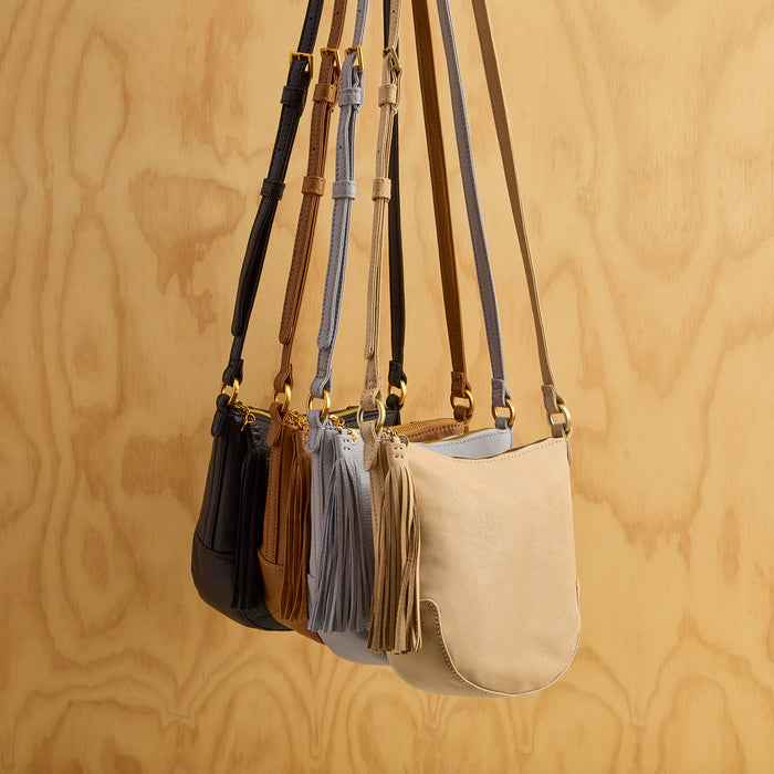 Lexi Crossbody in Buffed Leather - Frosted Pearl