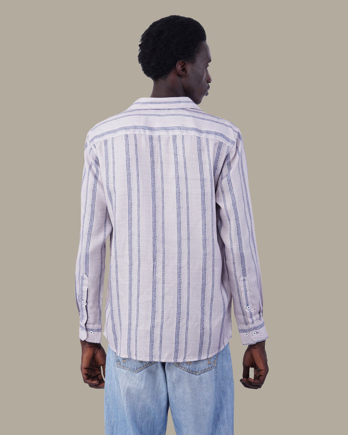 Light Beige Striped 100% Polyester Shirt