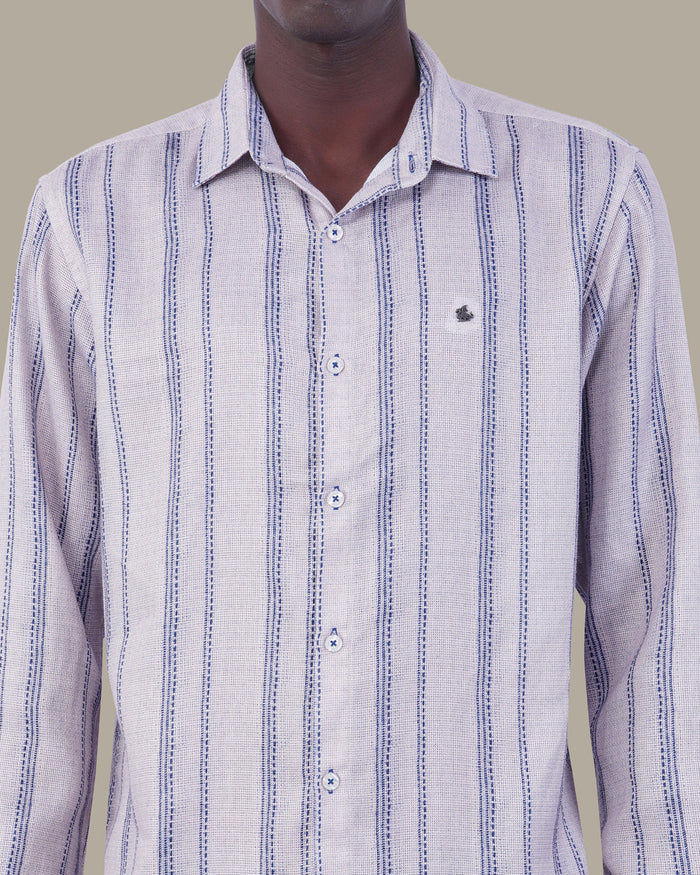 Light Beige Striped 100% Polyester Shirt