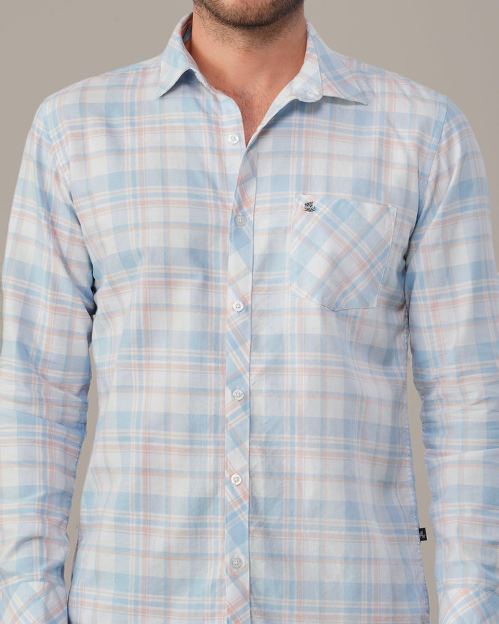 Light Blue Check Oxford Cotton Shirt