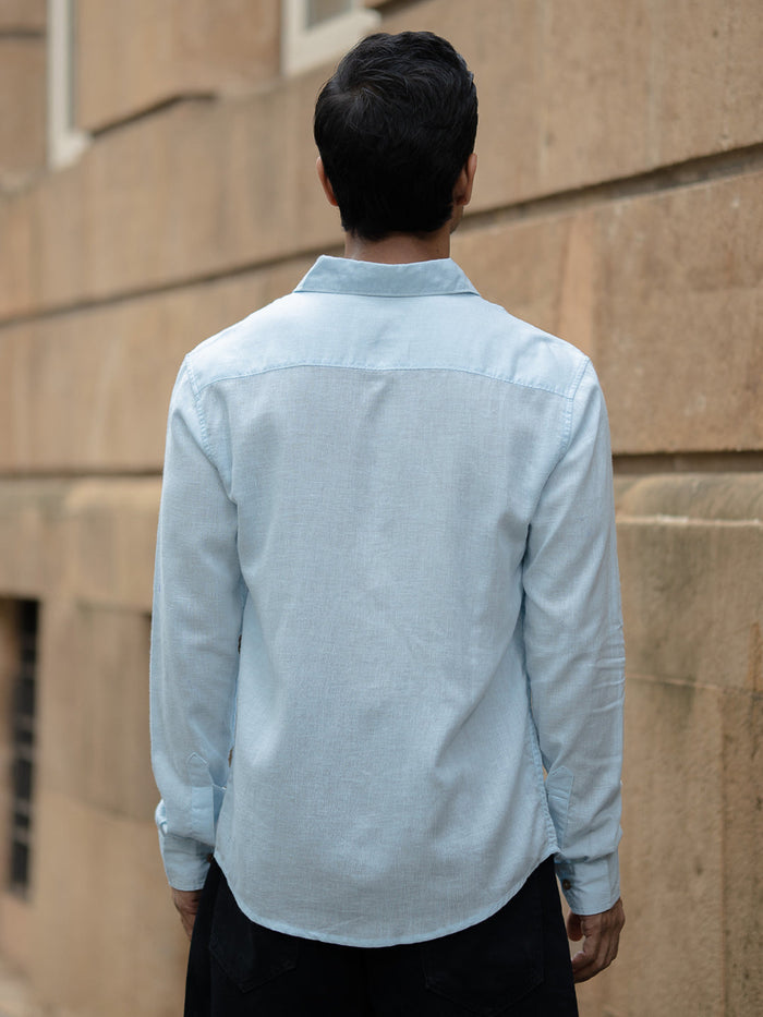 Light Blue Linen Blend Shirt