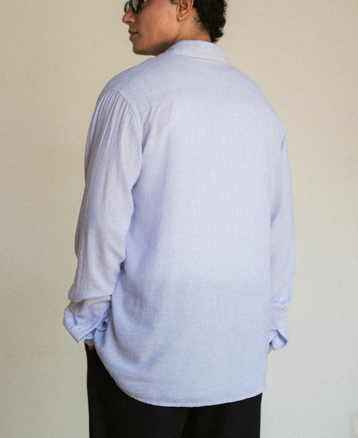 Light Blue Linen Blend Shirt