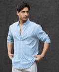 Light Blue Linen Stripe Shirt