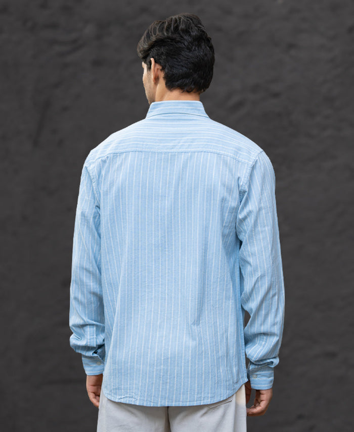 Light Blue Linen Stripe Shirt