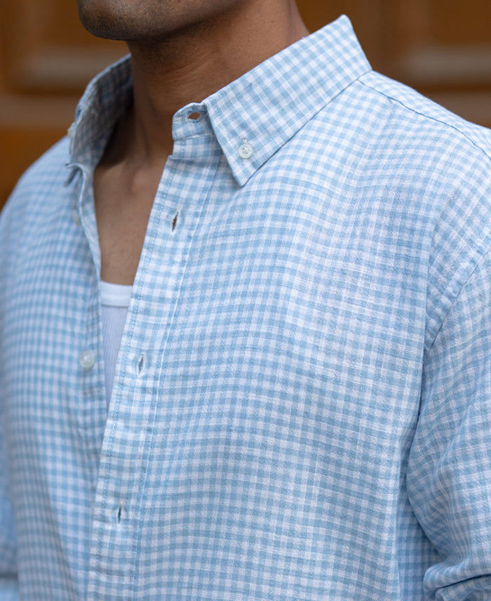 Light Blue Micro Checks Shirt