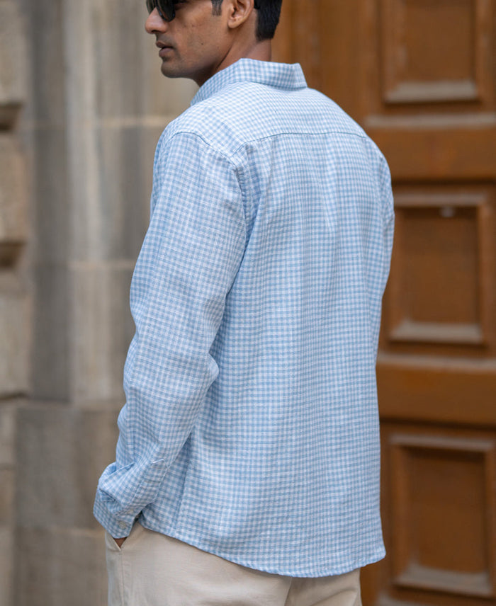 Light Blue Micro Checks Shirt