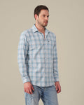 Light Blue Plaid 100% Cotton Slub Shirt