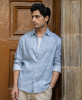 Light Blue Slub Shirt 100% Cotton