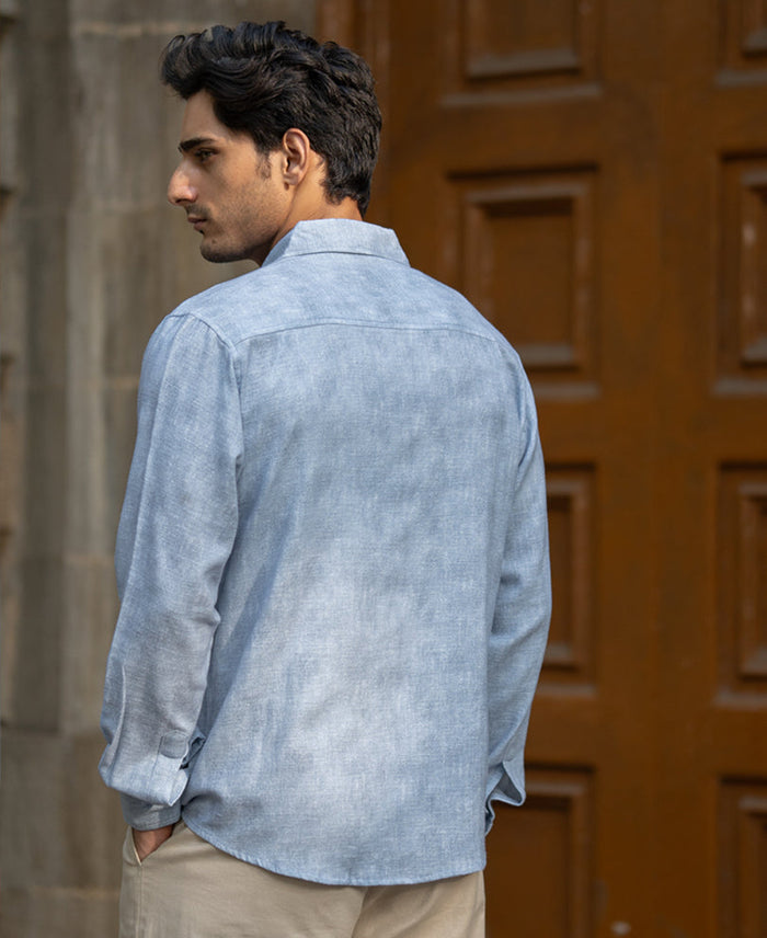 Light Blue Slub Shirt 100% Cotton