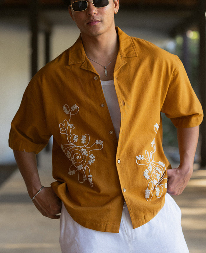 Light Brown Embroidered Shirt
